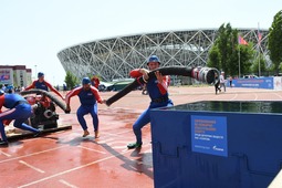 Проведение боевого развертывания от пожарной мотопомпы